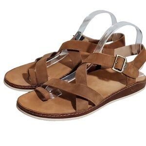 Chaco Wayfarer Toffee Leather Toe Loop Strappy Sandal